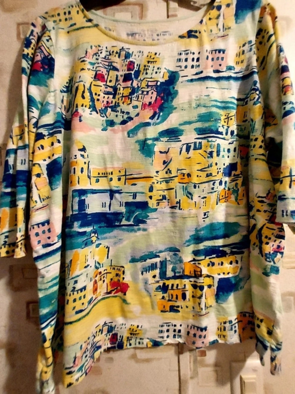 Kim Rogers Curvy Tunic Abstract Print 3/4 Length Sleeve Tunic 3X